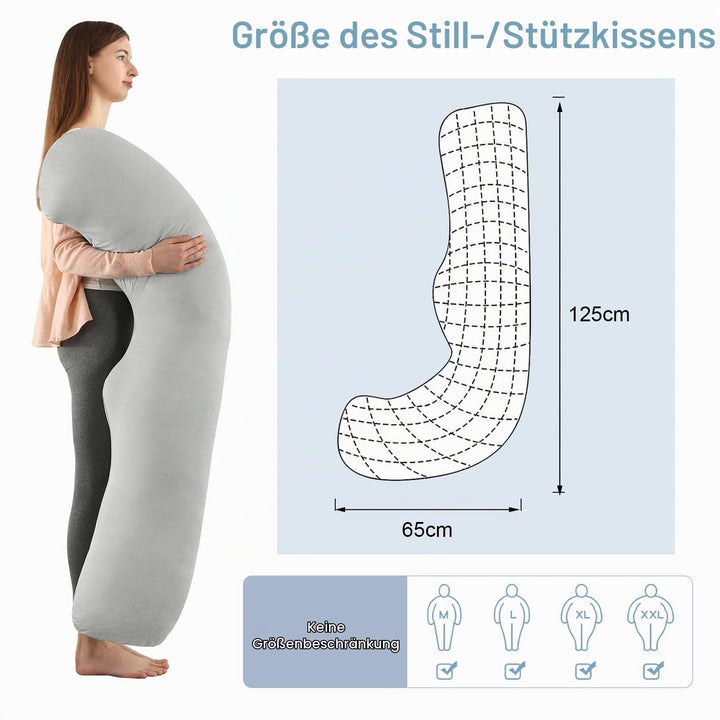 Schwangerschaftskissen J-Form mit Kühlbezug für Seitenschläfer - Bild 4