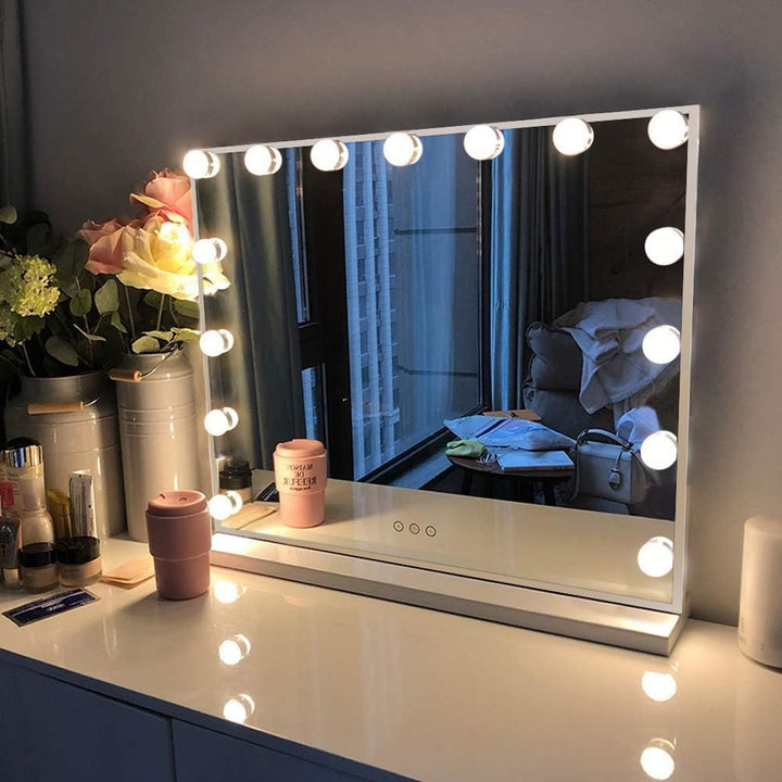 Schminkspiegel mit Beleuchtung 15 LED 58x46cm Wand &amp; Tisch