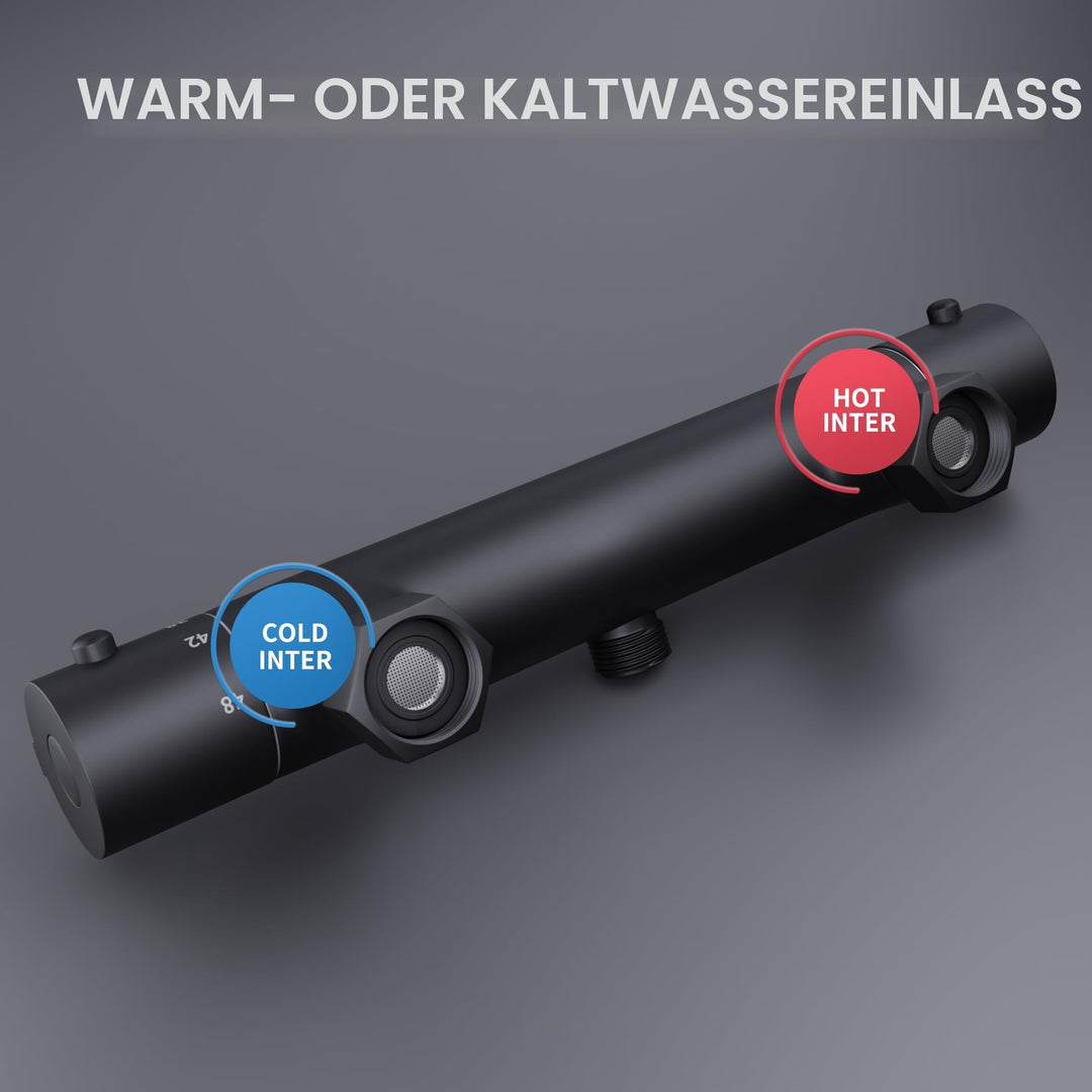 Dusch-Thermostatarmatur Messing Schwarz Matt mit Verbrühschutz 38°C - Bild 5