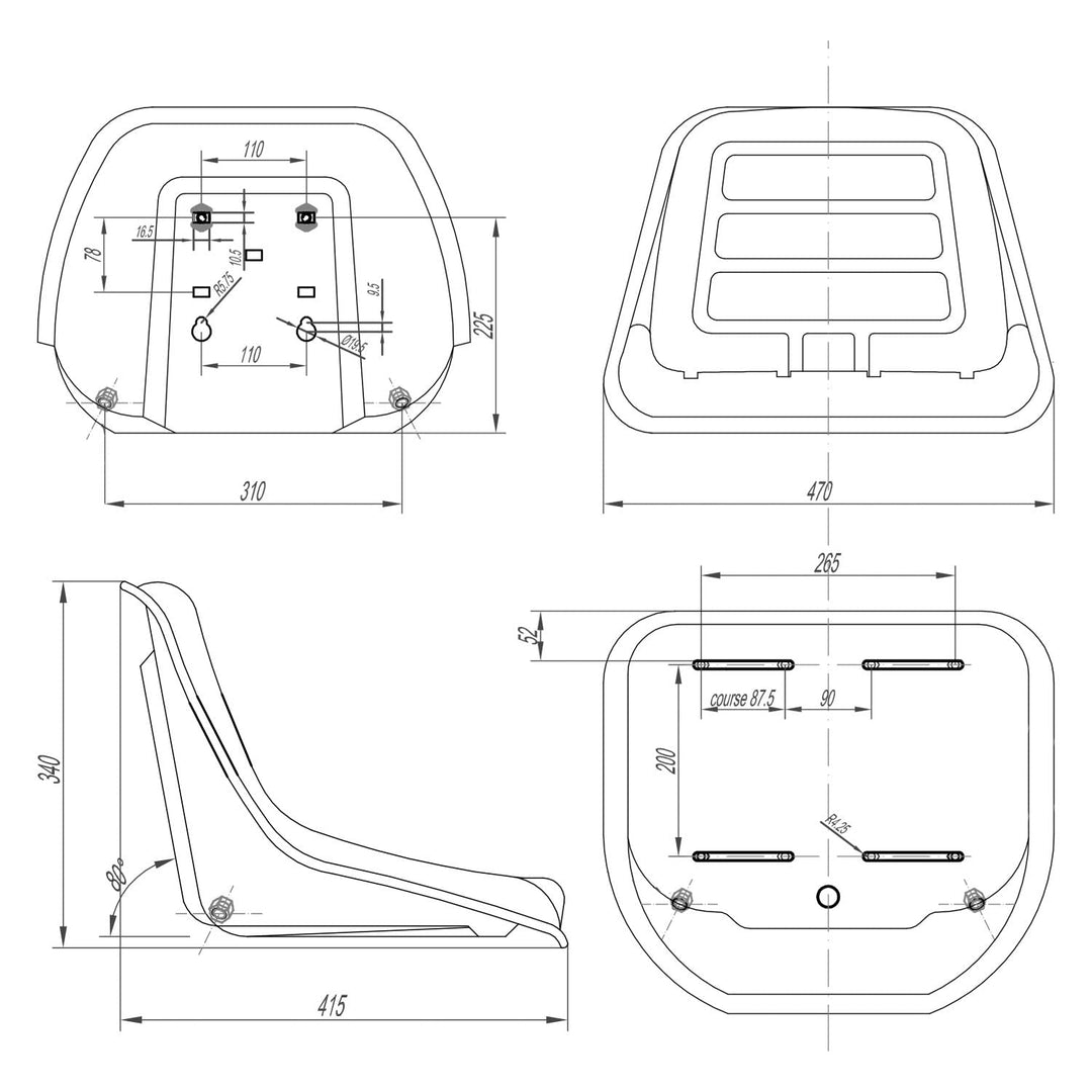 Traktorsitz Sitzschale PVC schwarz 500mm breit für Aufsitzmäher - Bild 7