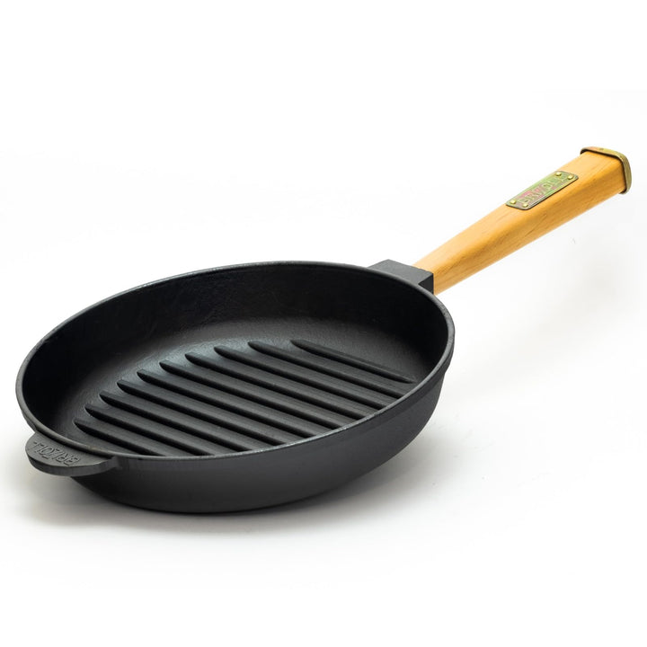 Grillpfanne Gusseisen 28 cm mit abnehmbarem Holzgriff, induktionsgeeignet - Bild 5