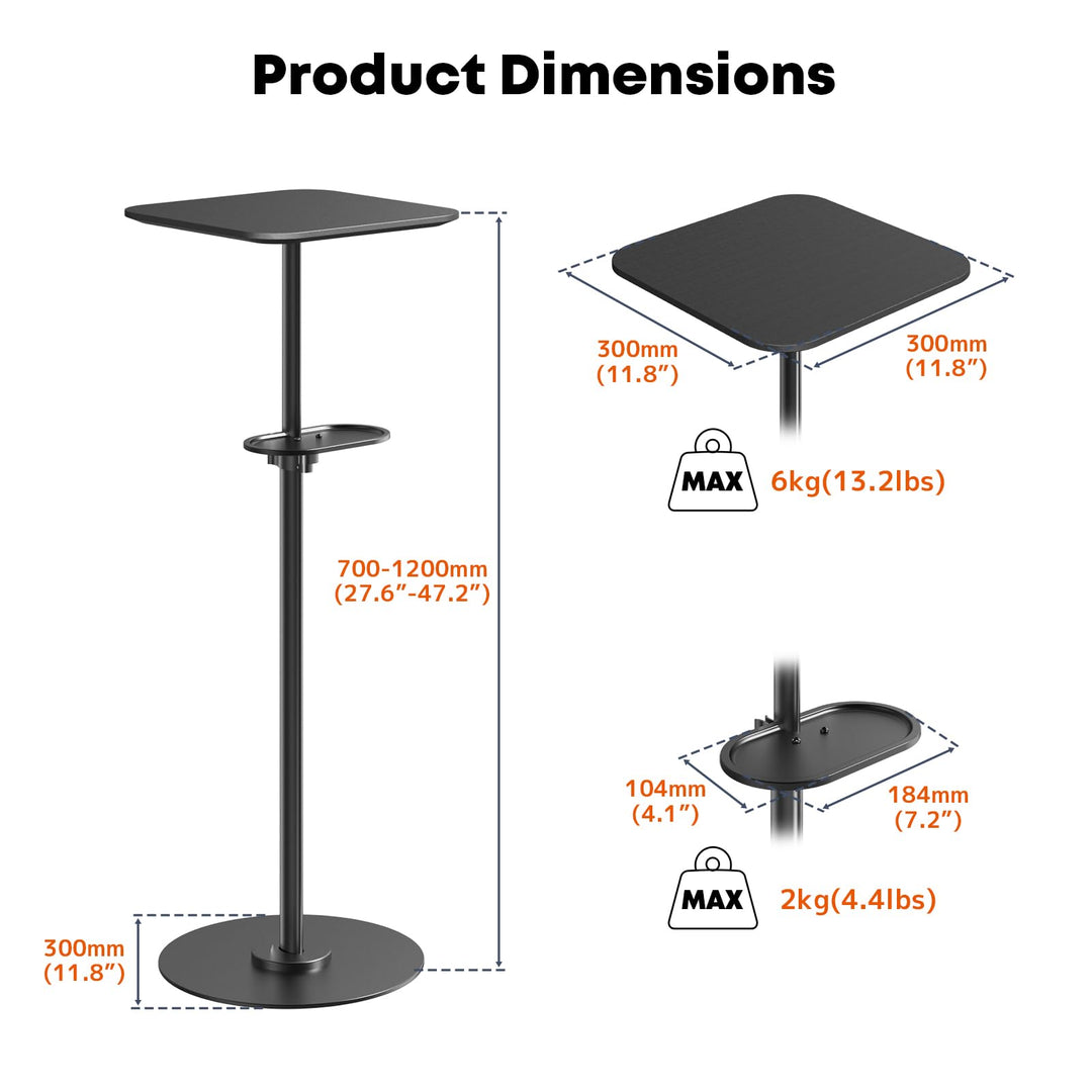 Beamer Ständer höhenverstellbar 70–120 cm bis 6 kg Stahl schwarz - Bild 4