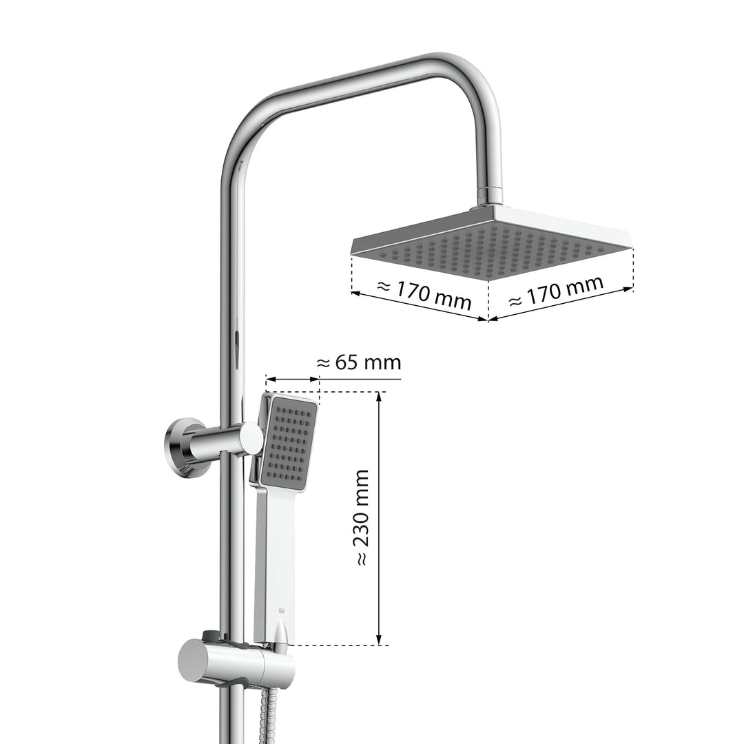 Duschset 2-in-1 Regendusche mit Handbrause ohne Armatur nachrüstbar Chrom - Bild 6