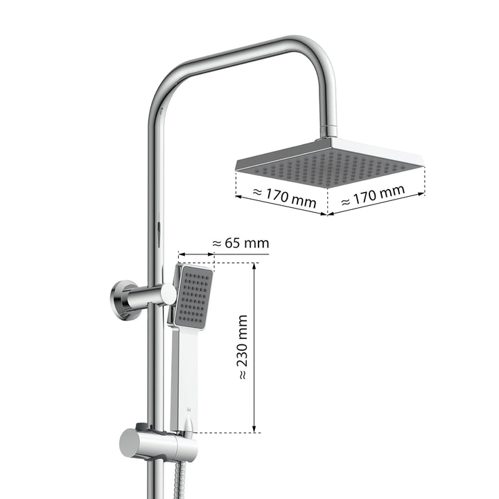 Duschset 2-in-1 Regendusche mit Handbrause ohne Armatur nachrüstbar Chrom - Bild 6