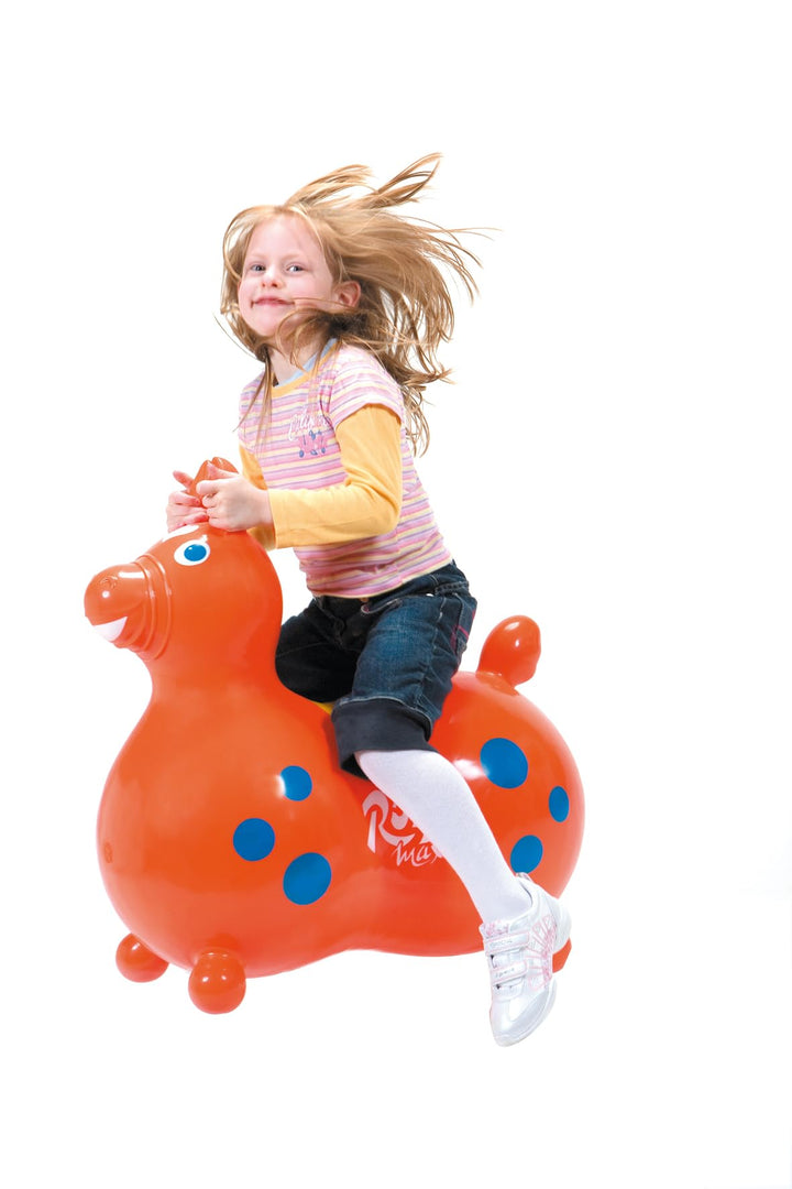 Hüpftier Pferd gross aufblasbar orange Zickzackmuster Kinder - Bild 7