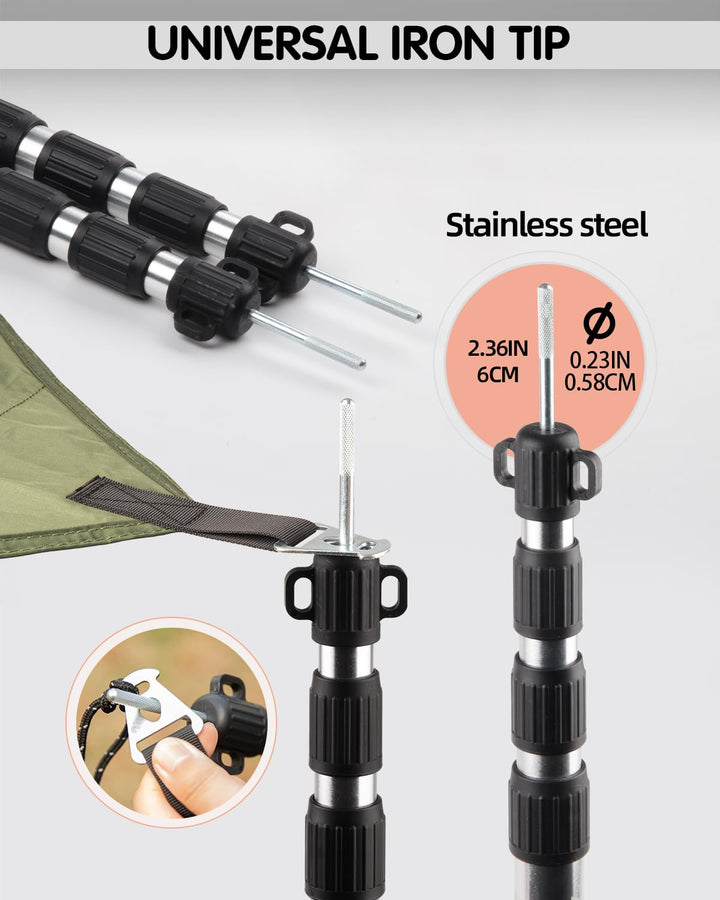 Teleskop-Zeltstange Aluminium 88–265 cm für Tarp und Sonnensegel, 2er-Set - Bild 4