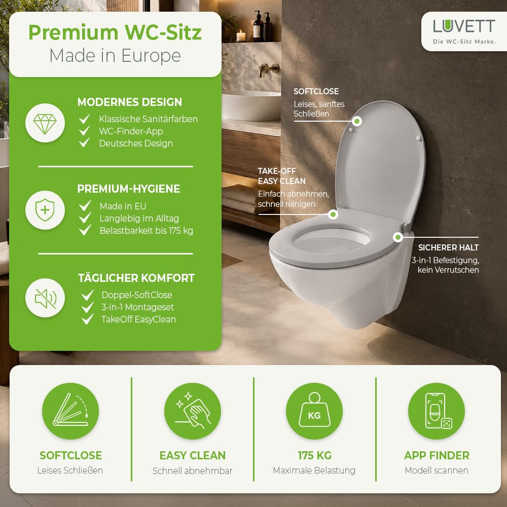 WC-Sitz Oval SoftClose Jasmin Creme Matt mit EasyClean - Bild 7