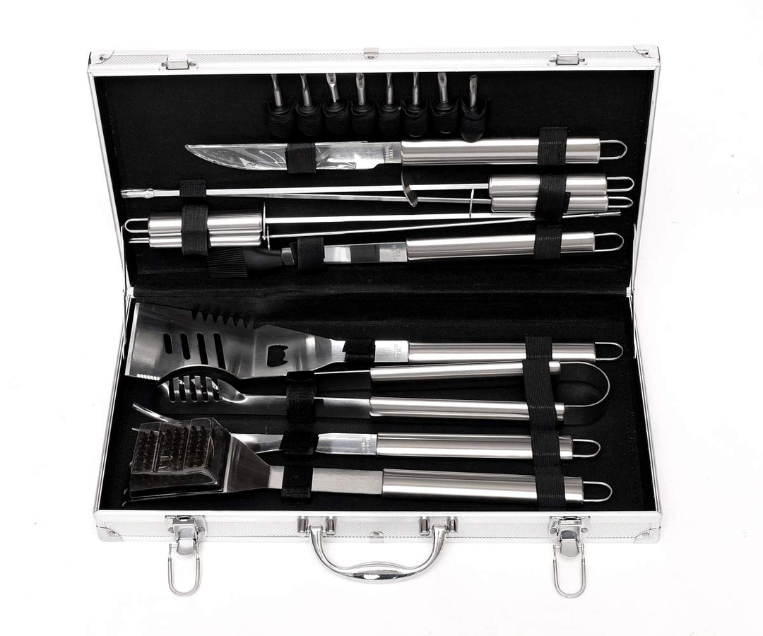Grillbesteck Set Edelstahl 18-teilig im Aluminiumkoffer - Bild 2