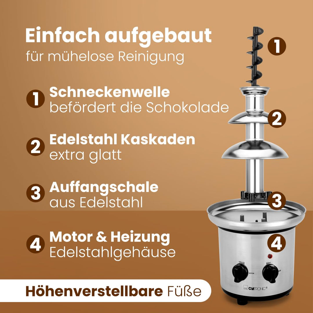 Schokobrunnen Edelstahl mit Schneckenwelle für Früchte &amp; Gebäck - Bild 5