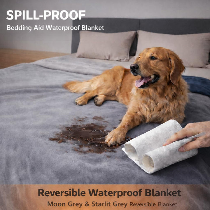 Hundedecke wasserdicht wendbar Flanell 203x229cm Dunkelgrau/Hellgrau - Bild 3
