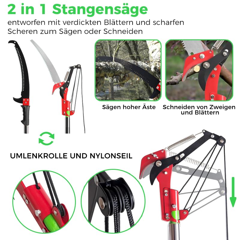 Astsäge Teleskopstange bis 8 m mit Schere und Tragetasche - Bild 5