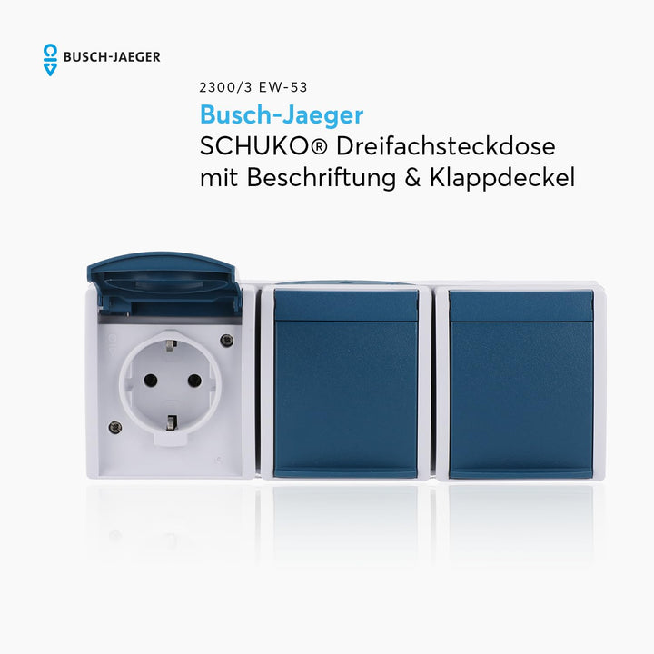 Schuko Steckdose 3-fach IP44 mit Klappdeckel für Aussen und Werkstatt - Bild 2