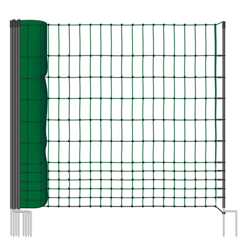 Geflügelnetz 50 m x 112 cm Grün ohne Strom für Garten & Weide
