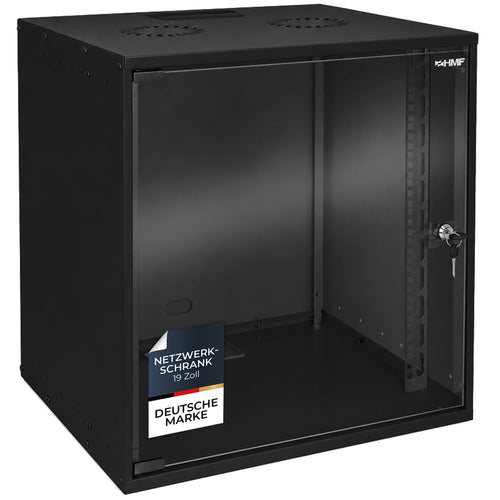 Netzwerkschrank 19 Zoll 12 HE Stahl Glastür zur Wand- und Standmontage