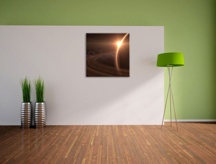 Leinwandbild Saturn im Weltall quadratisch 70x70 cm fertig bespannt - Bild 3