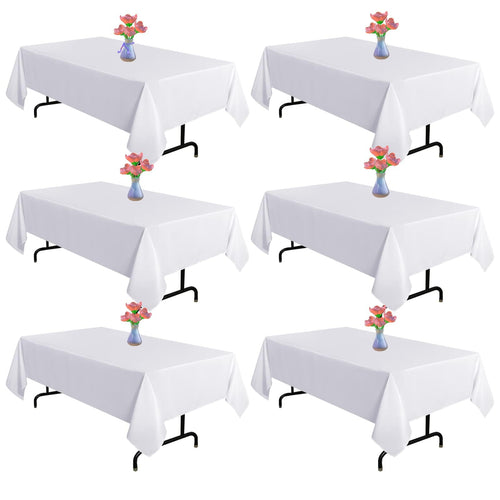 Tischdecke Weiss Polyester 153x260 cm 6er-Set für Events