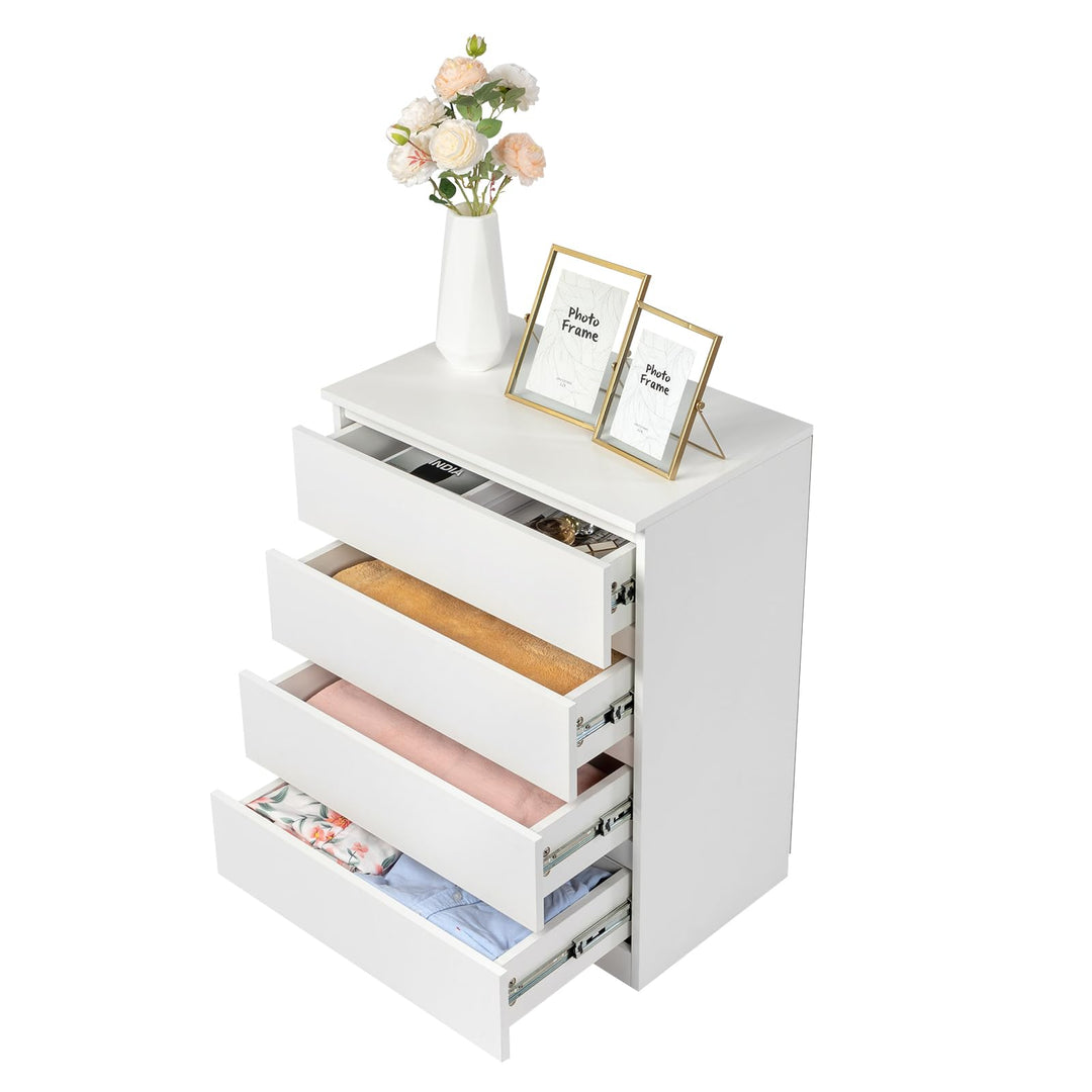 Kommode Schlafzimmer 4 Schubladen Spanplatte Weiss Modern - Bild 5