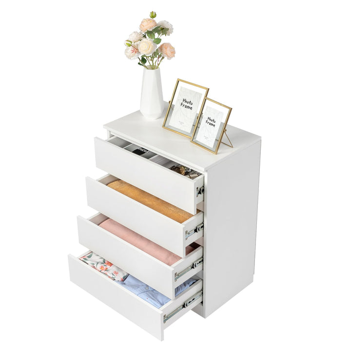 Kommode Schlafzimmer 4 Schubladen Spanplatte Weiss Modern - Bild 5