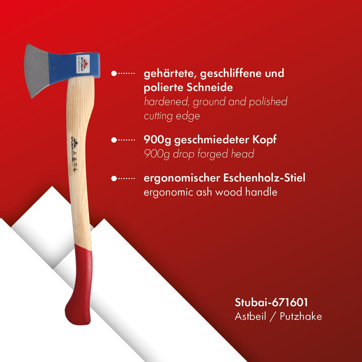 Astbeil geschmiedet 900 g Kopfgewicht Eschenstiel 700 mm Forst - Bild 2