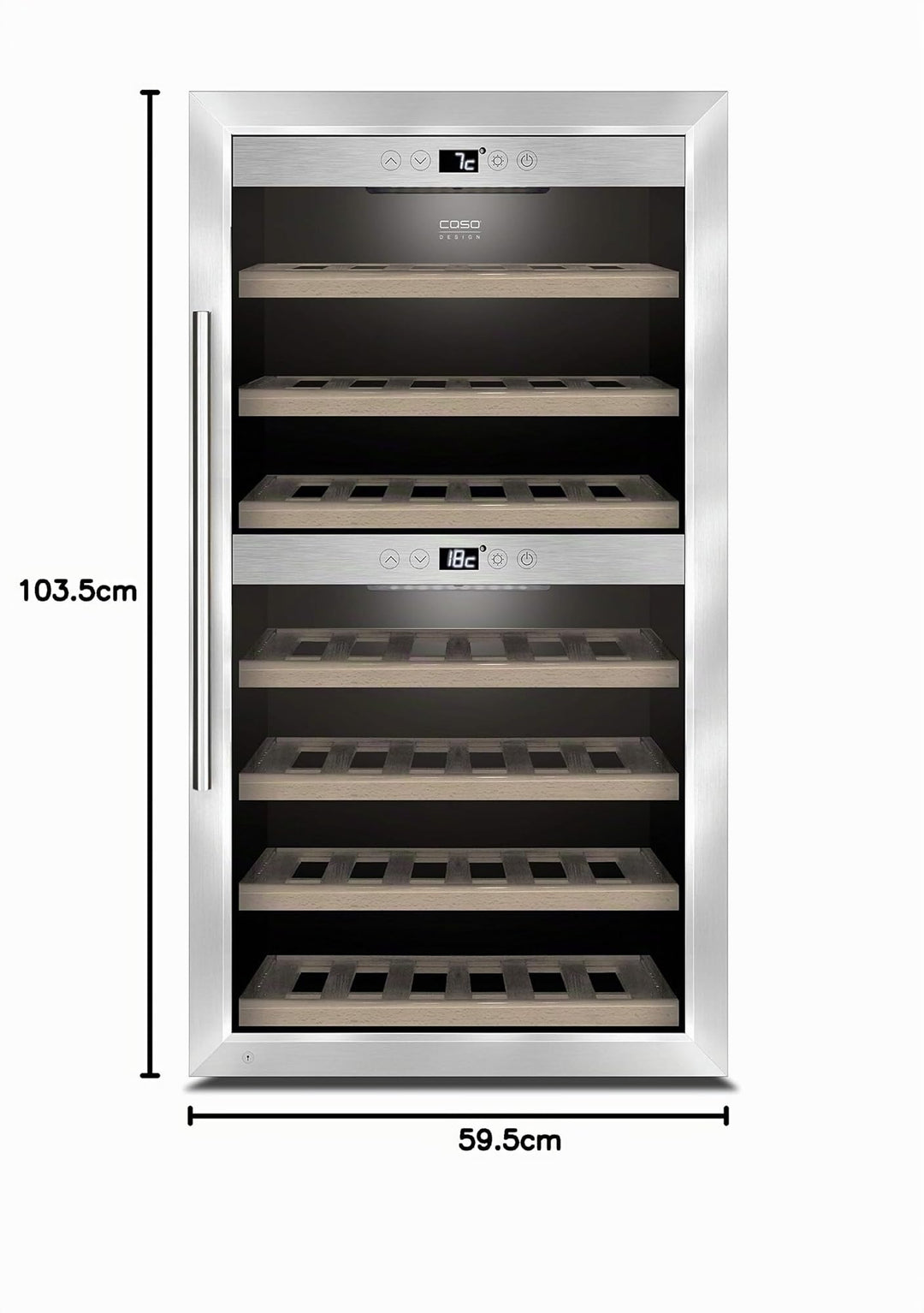Weinkühlschrank 66 Flaschen 2 Zonen App-Steuerung Edelstahl - Bild 6