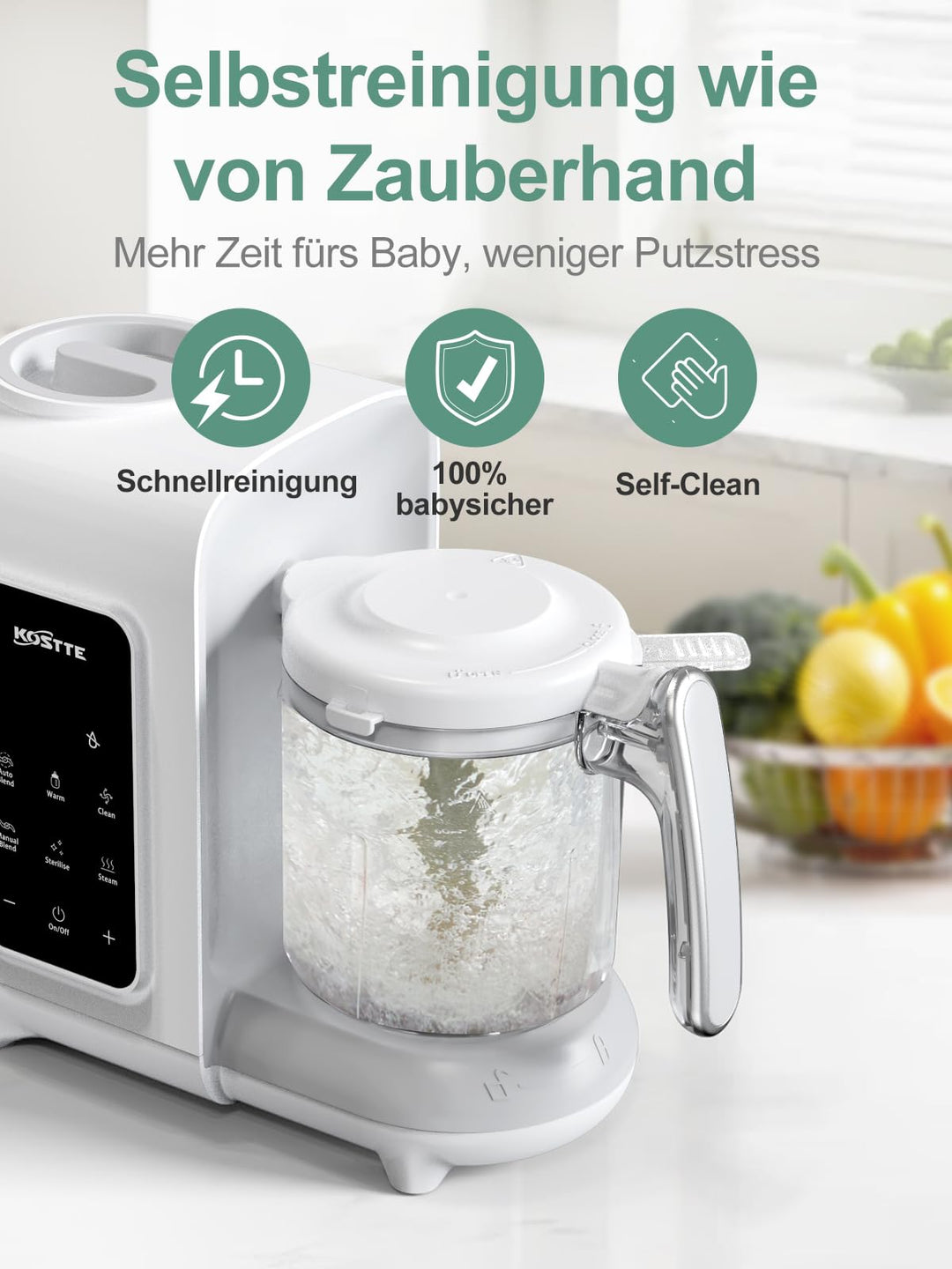 Babynahrungszubereiter 6-in-1 Dampfgarer Mixer BPA-frei für Babybrei - Bild 4