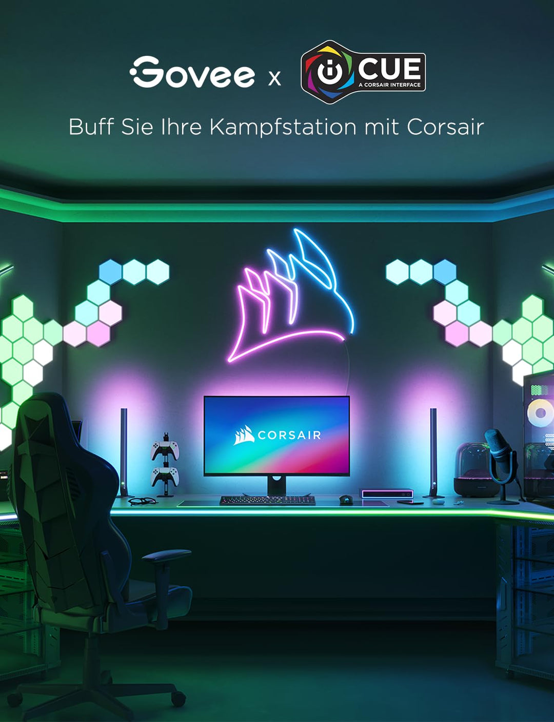 Gaming LED Neon Strip RGBIC 3m blendfreilich für Schreibtisch - Bild 7