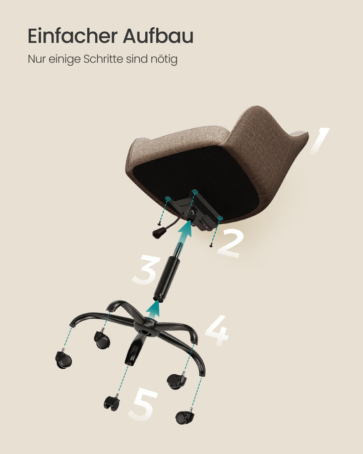 Schreibtischstuhl Stoff höhenverstellbar bis 110 kg Homeoffice braun - Bild 8