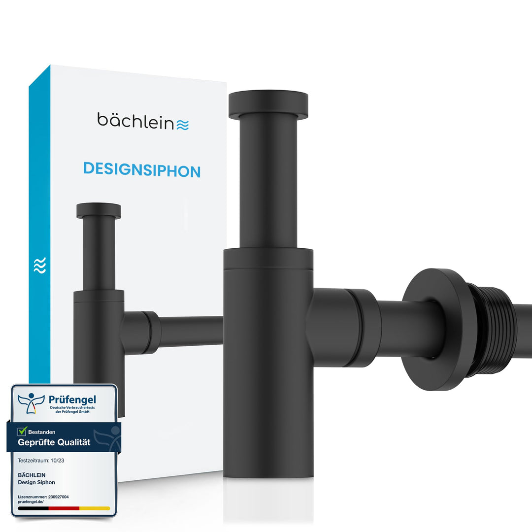 Design Siphon Waschbecken Matt Schwarz Edelstahl 1¼" Universal