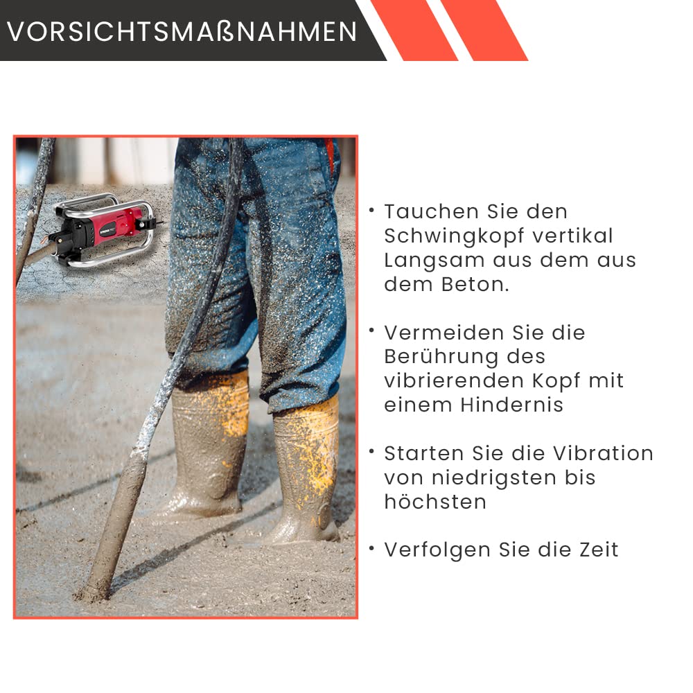 Betonrüttler Elektrisch 2300 W mit 4 m Welle und Ø35 mm Rüttelkopf - Bild 9
