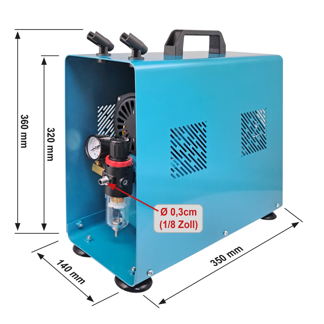 Airbrush Kompressor ölfrei 150W 3L Tank mit Autostop leise 47dB - Bild 2