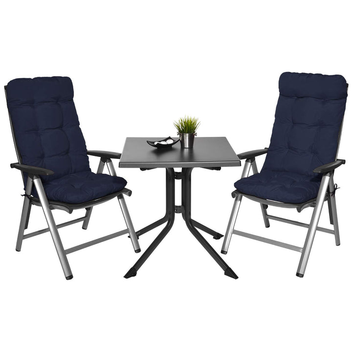 Hochlehner Auflagen 2er Set Polyester 8cm Polsterung Gartenstuhl dunkelblau - Bild 10
