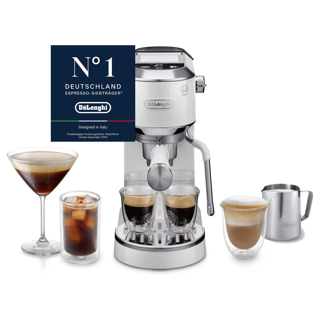 Siebträgermaschine mit Cold Brew Funktion kompakt weiss