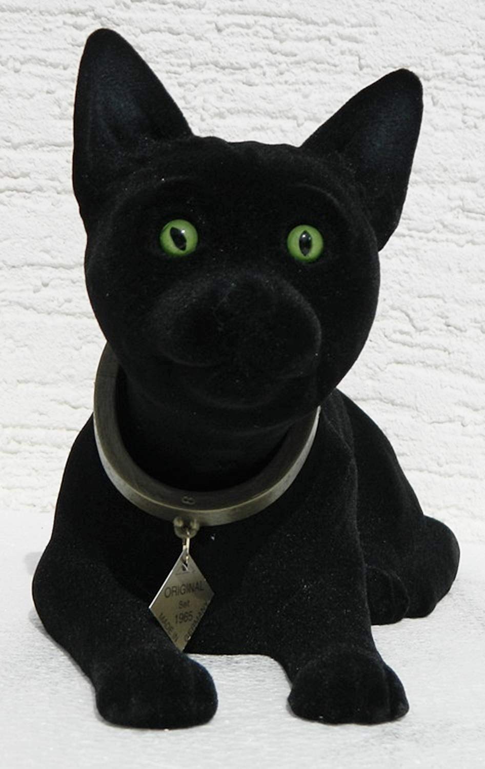 Wackelfigur Katze liegend Kunstoff samtartig schwarz 29 cm - Bild 2