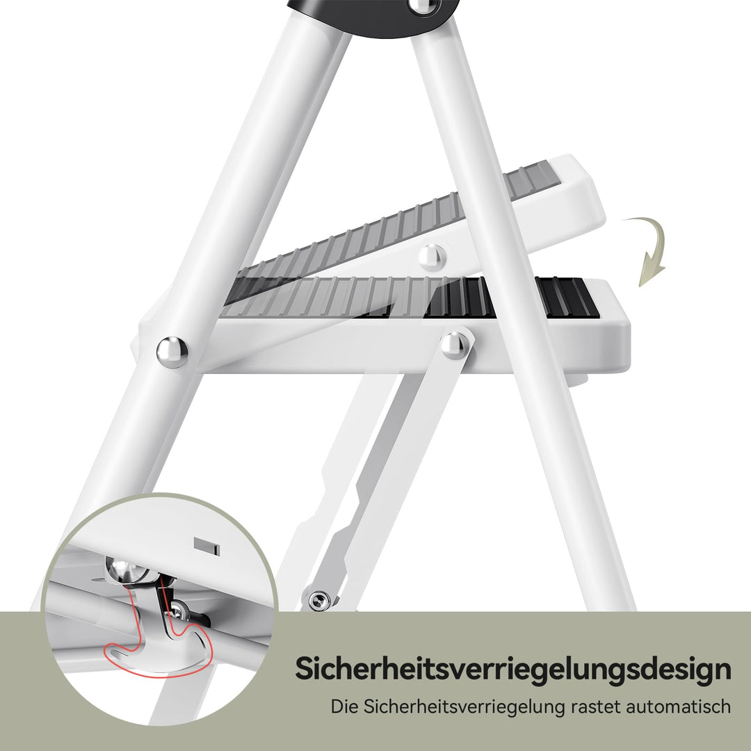 Trittleiter 4 Stufen klappbar Stahl mit Handlauf 151 kg - Bild 5