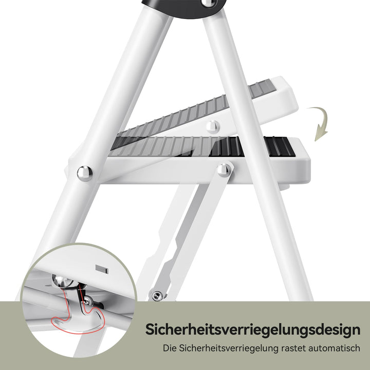Trittleiter 4 Stufen klappbar Stahl mit Handlauf 151 kg - Bild 5
