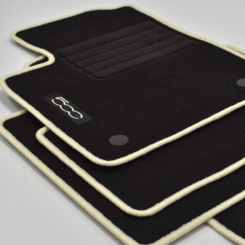 Velours Fussmatten Fiat 500 & 500C ab 2013 4-teilig Crema