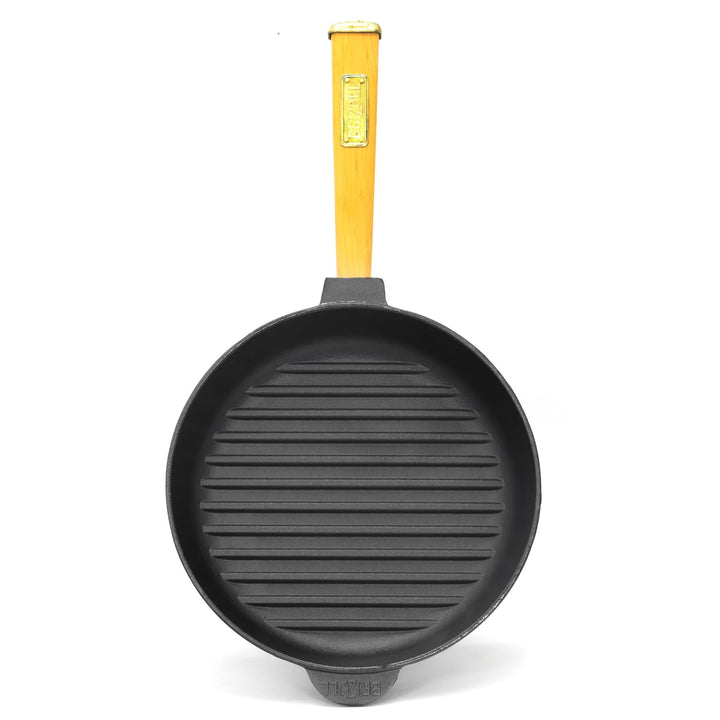 Grillpfanne Gusseisen 28 cm mit abnehmbarem Holzgriff, induktionsgeeignet - Bild 3