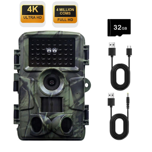 Wildkamera 60 MP 4K mit Nachtsicht 120° Erfassungswinkel IP66
