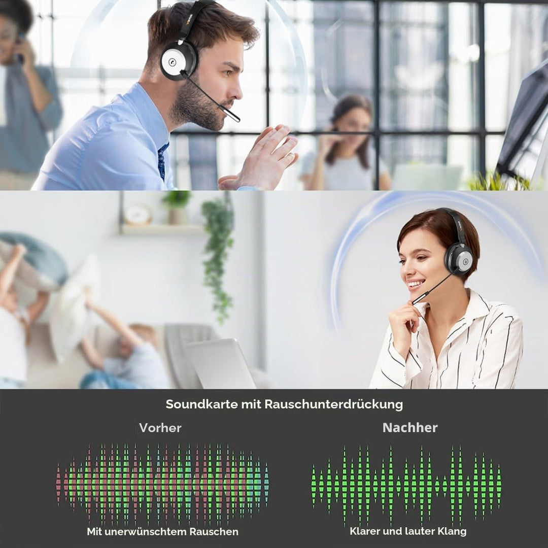 Bluetooth Headset mit Mikrofon USB-Dongle und Ladestation für PC - Bild 2