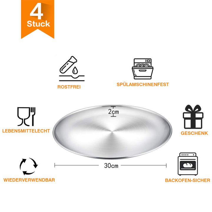 Pizzablech Edelstahl rund 30cm 4er-Set für Backofen - Bild 2