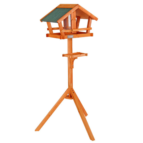 Vogelfutterhaus Holz mit Ständer, Bitumendach & Futtersilo
