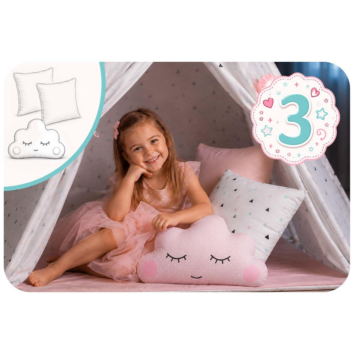 Kinderzelt Tipi Baumwolle mit Kissen Girlande Isoliermatte Rosa - Bild 2