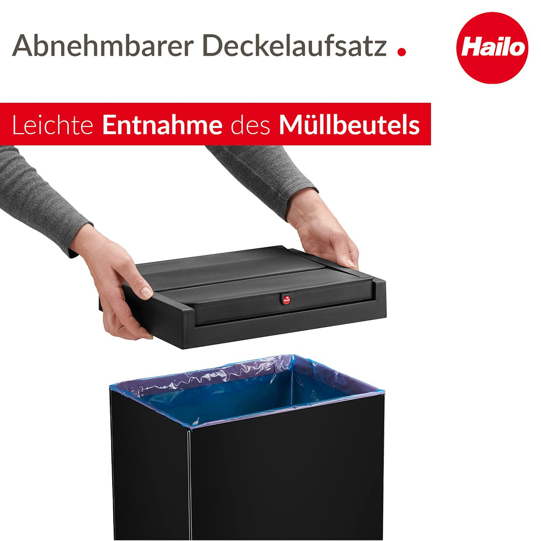 Schwingdeckel-Mülleimer 52 L rechteckig Stahl schwarz für Küche - Bild 3