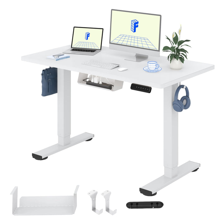 Höhenverstellbarer Schreibtisch Elektrisch 120x60cm Stahl Weiss