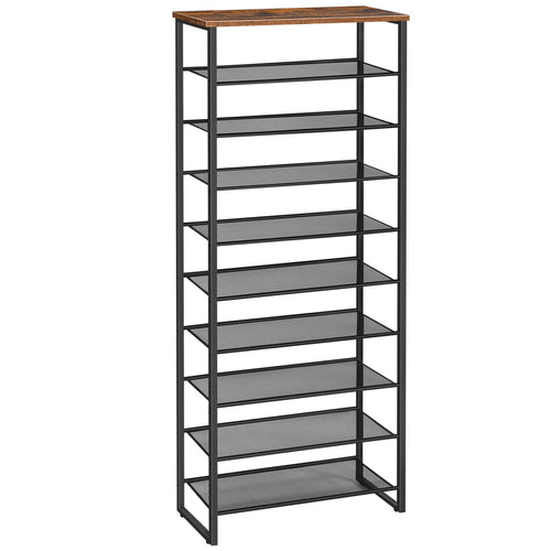 Schuhregal 10 Ebenen schmal 60 cm für 22-30 Paar Schuhe Flur