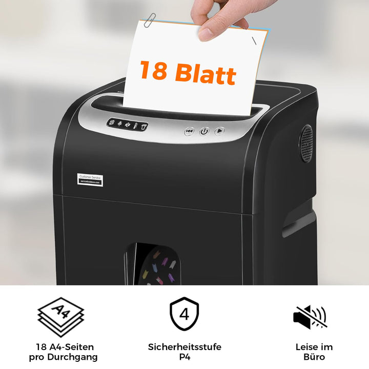 Aktenvernichter Mikroschnitt P-4 18 Blatt 30L Behaelter fuer Buero - Bild 2