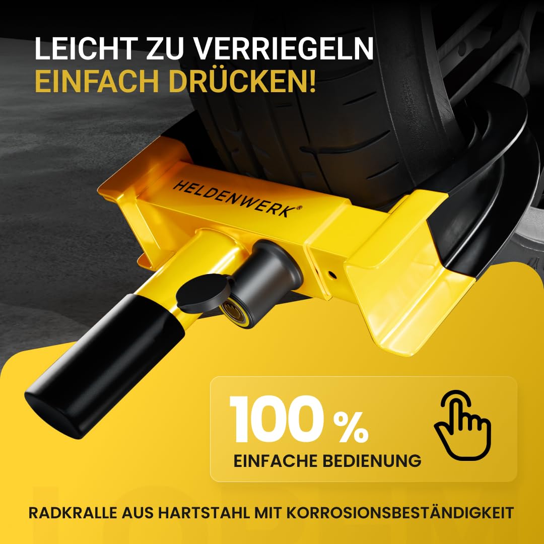 Parkkralle Hartstahl mit Hochsicherheitsschloss 9 Verriegelungspunkte - Bild 3