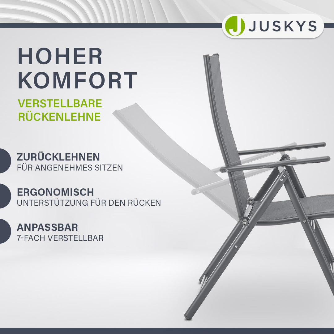 Gartenstuhl klappbar 2er Set Stahl atmungsaktiv 7-fach verstellbar - Bild 4