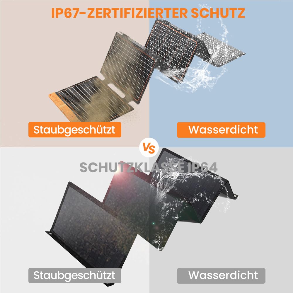 Solarpanel 60W faltbar mit USB-C PD 40W und QC3.0 für Camping - Bild 4