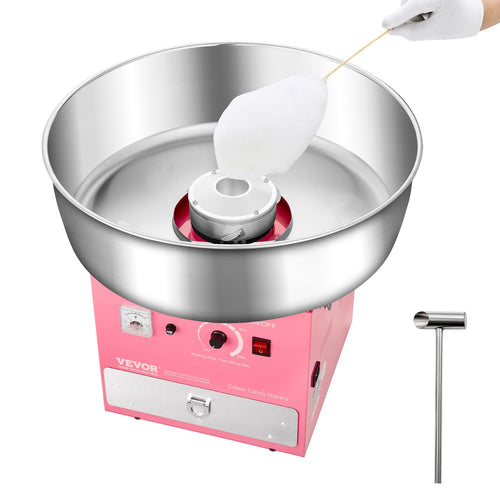 Zuckerwattemaschine elektrisch 1000 W mit 52 cm Edelstahlschüssel rosa